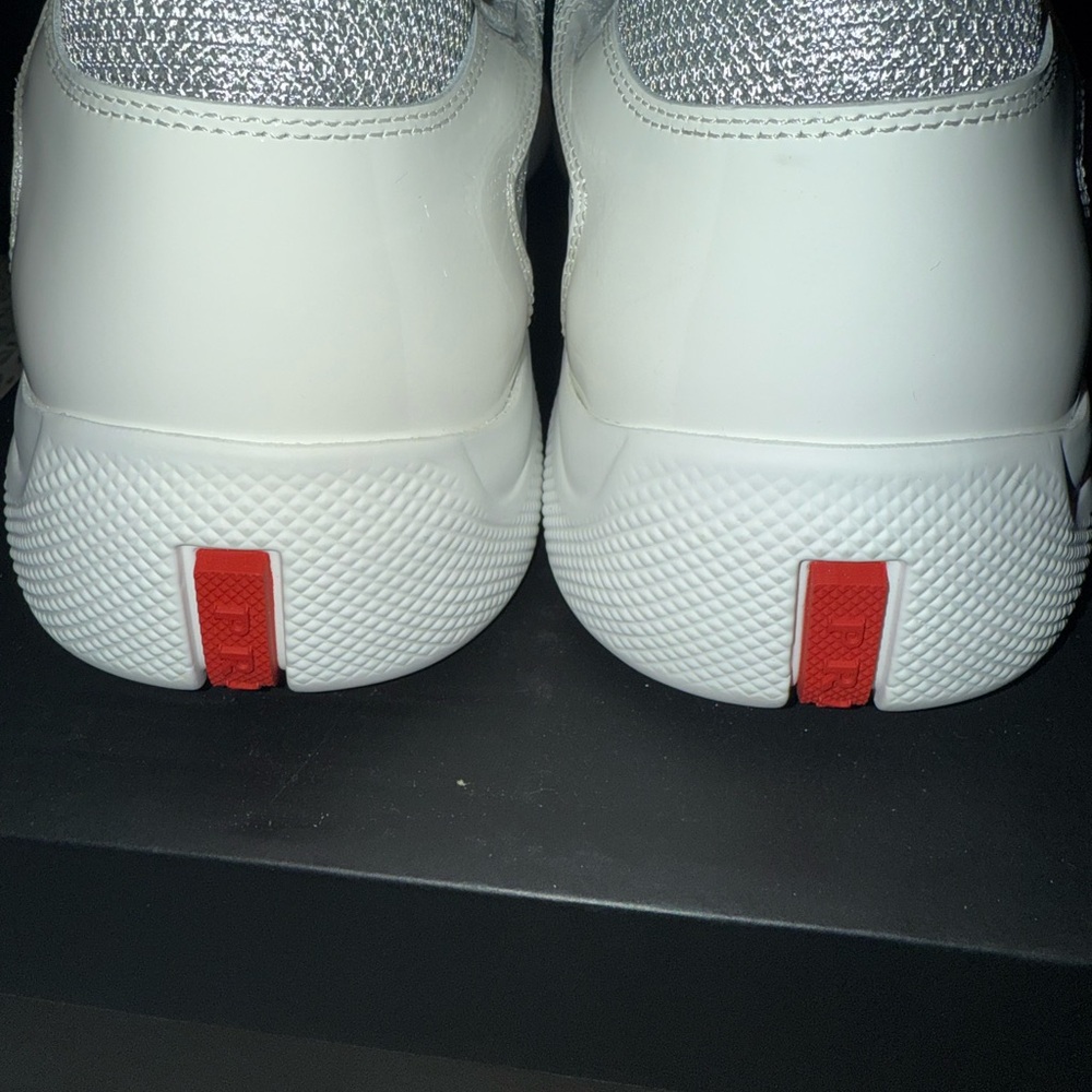 Prada Men's White and Gray Sneakers - Picture 3 of 5